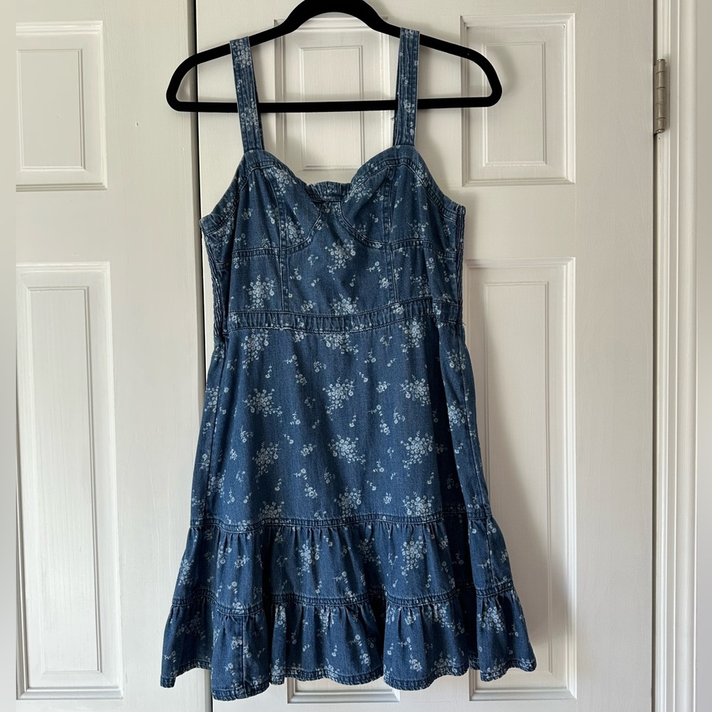 American Eagle Outfitters Denim Blue Floral Dress